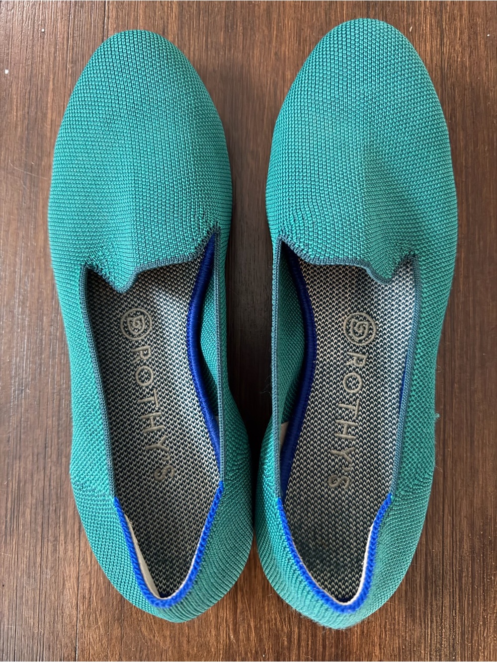 Rothy's Women's Teal Knit Slip-On Flats